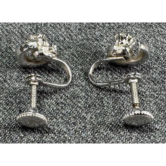 Vintage Crescent Moon and Star Rhinestone Screwback Earrings - Picture 3 of 6
